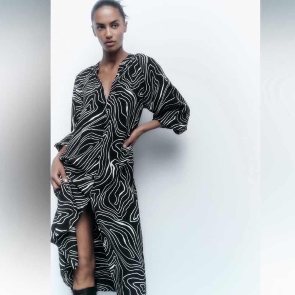 Zara Printed Midi Dress